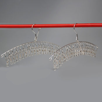 Multi-Clip Clothes Drying Rack Household Stainless Steel Sock Drying Rack Multi-Functional Windproof Intimates Dormitory Artifact Hook Sock Rack