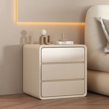 Simple Modern Bedside Table Cream Style Solid Wood Storage Ultra-Narrow New Three-Layer Light Luxury Bedroom Storage Bedside Home