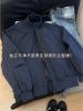 Navy Blue White Duck down Winter Jacket American Bomber Jacket Women's down Jacket Men's Stand Collar Short Style