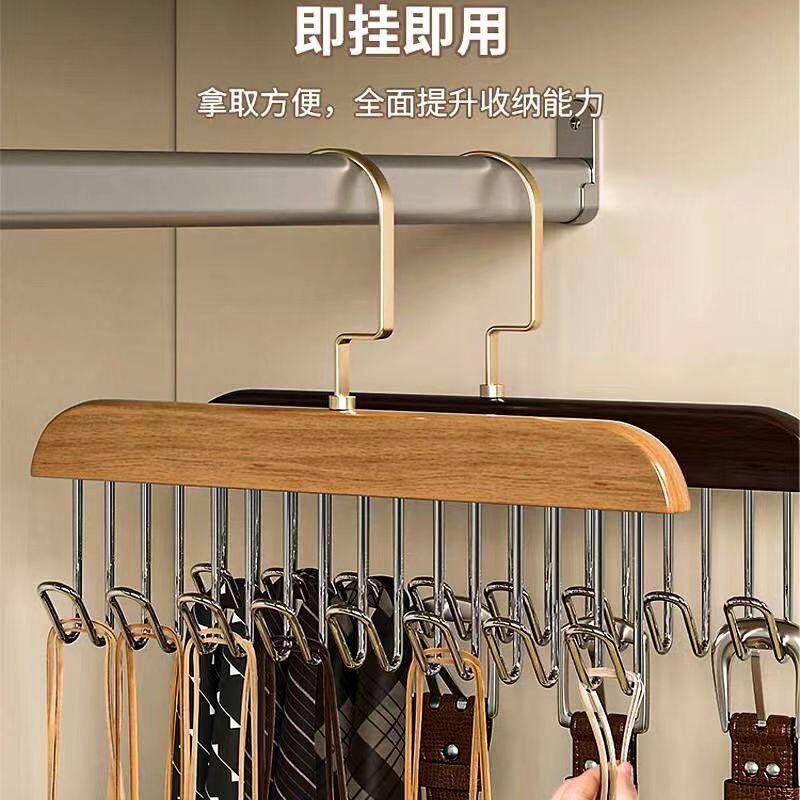 Solid wood hanger underwear vest wooden storage rack tie hook multifunctional clothing store drying rack wholesale