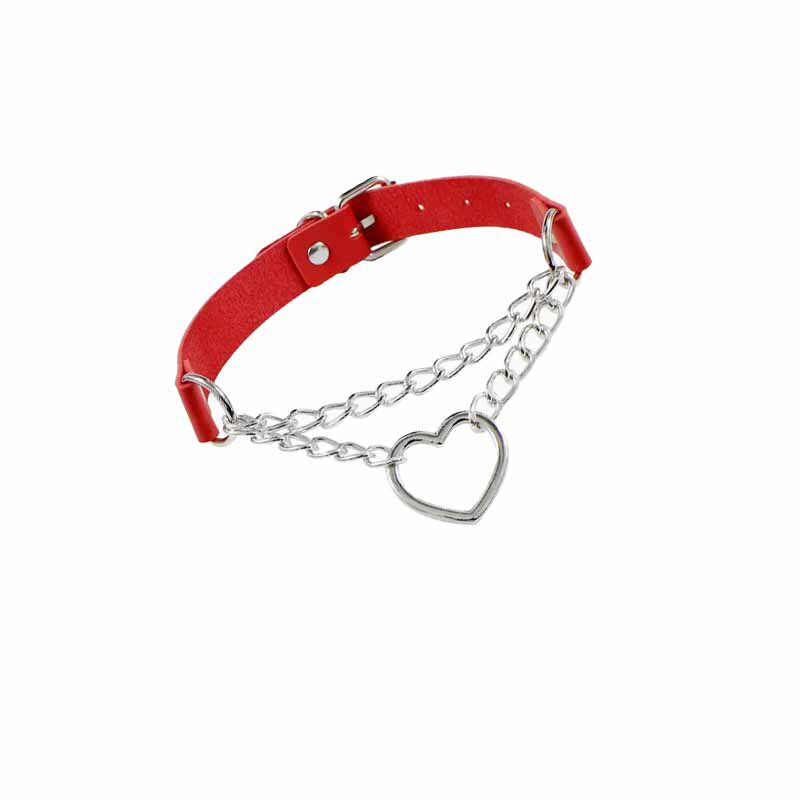 Cross-border European and American Harajuku Heart Collar Necklace Fashion Trend Leather Love Necklace Necklace Necklace Necklace Jewelry