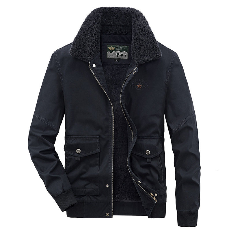 新款冬季男士棉衣外套翻领多口袋加绒加厚青中年休闲棉服2188