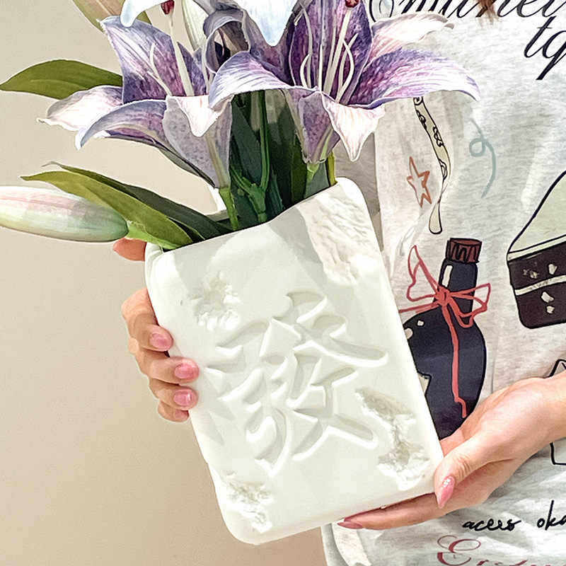 クリエイティブ麻雀形状リッチセラミック花瓶フラワーアレンジメ...