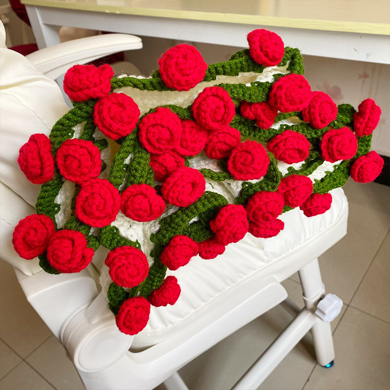Rose Blanket Wool Knitting Handmade DIY Crochet Lily of the Valley Bouquet Blanket Large Hook Flower Material