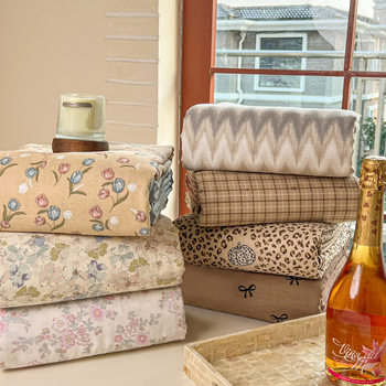 Class A Maternal and Infant Grade Aerobic Cotton Double-layer Yarn Four-piece Set Pure Cotton Single Double Bed Sheet Bed Hat Student Three-piece Set