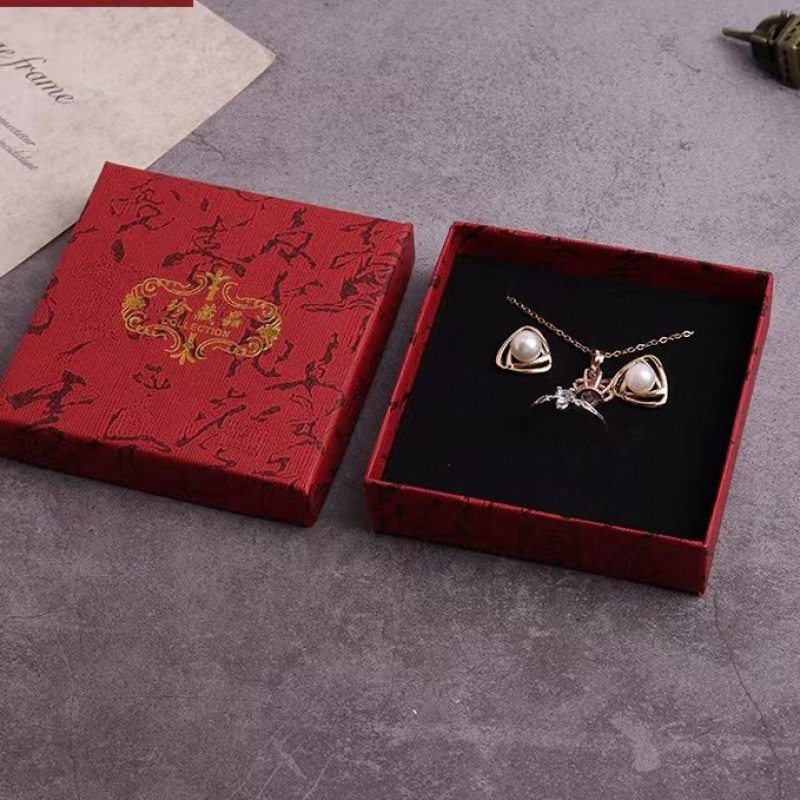 Jewelry Packaging Paper Box Gift Box Calligraphy World Cover Ring Pendant Earrings Storage Box Collection Hot Stamping Logo