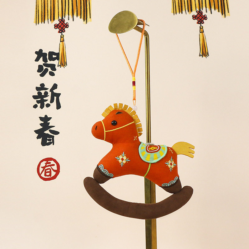 马年吉祥物毛绒玩具生肖马公仔民族风花布小马玩偶礼品布娃娃批发