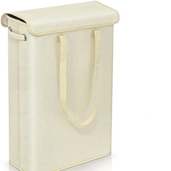 Bedroom's New Square Double-Layer Narrow-Strip Hand-Held Dirty Clothes Basket with Lid, Removable Whole Basket for Storage