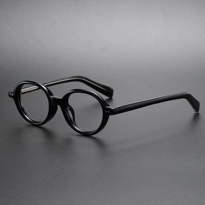 New Hong Kong style retro artistic myopia plate leg glasses frame men's and women's oval small frame plain glasses anti-blue light cross-border