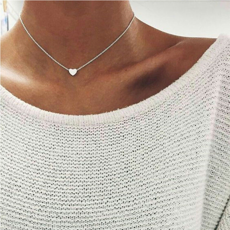 Jewelry niche design high-grade alloy peach heart clavicle chain personality all-match clavicle chain jewelry