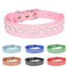 Cross-Border Pet Collar Rhinestone Pu Leather Plain Snake Pattern Metal Accessories Small and Medium Dog Supplies Dog Collar Factory