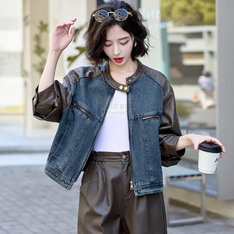 (Mới) Mã L3528 Giá 1730K: Áo Da Nữ Wotdyi Hàng Mùa Xuân Thu Đông Phục Cổ Cổ Điển Thời Trang Nữ Chất Liệu Jean Bò G05 Sản Phẩm Mới, (Miễn Phí Vận Chuyển Toàn Quốc).