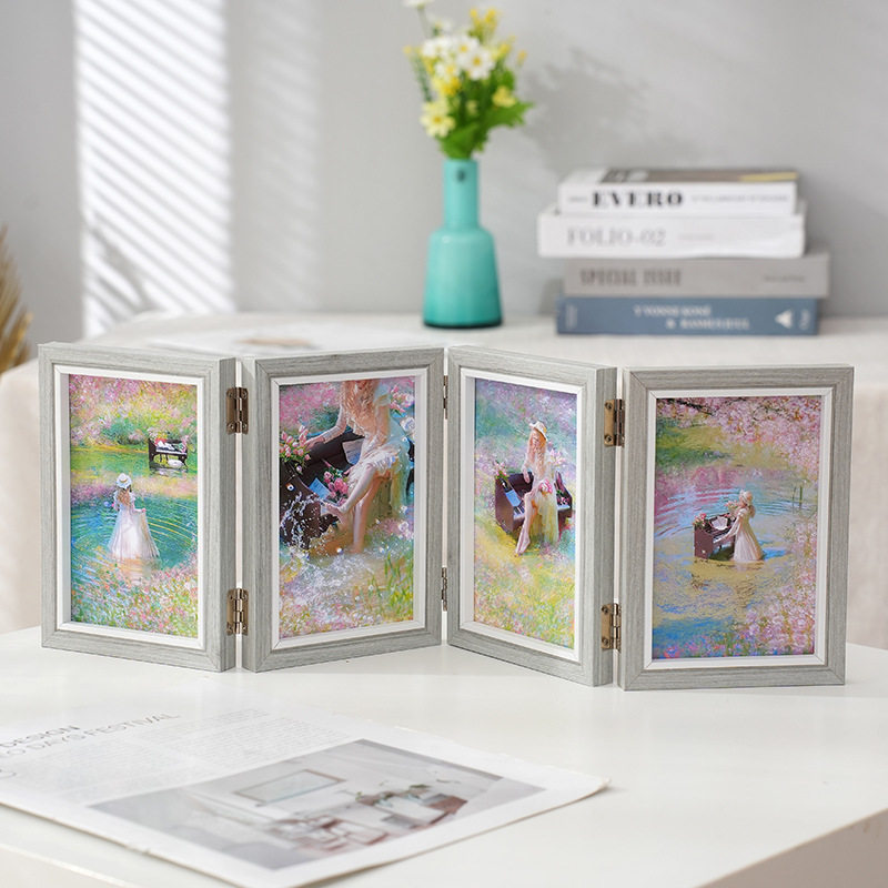 创意木质相框两联三联四连6/7寸8寸双面折叠相架文艺风相片框摆台,淘宝优惠券,粉丝福利购,淘宝优惠卷