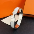 Size 19 wide version 12mm silver + white bracelet with logo h