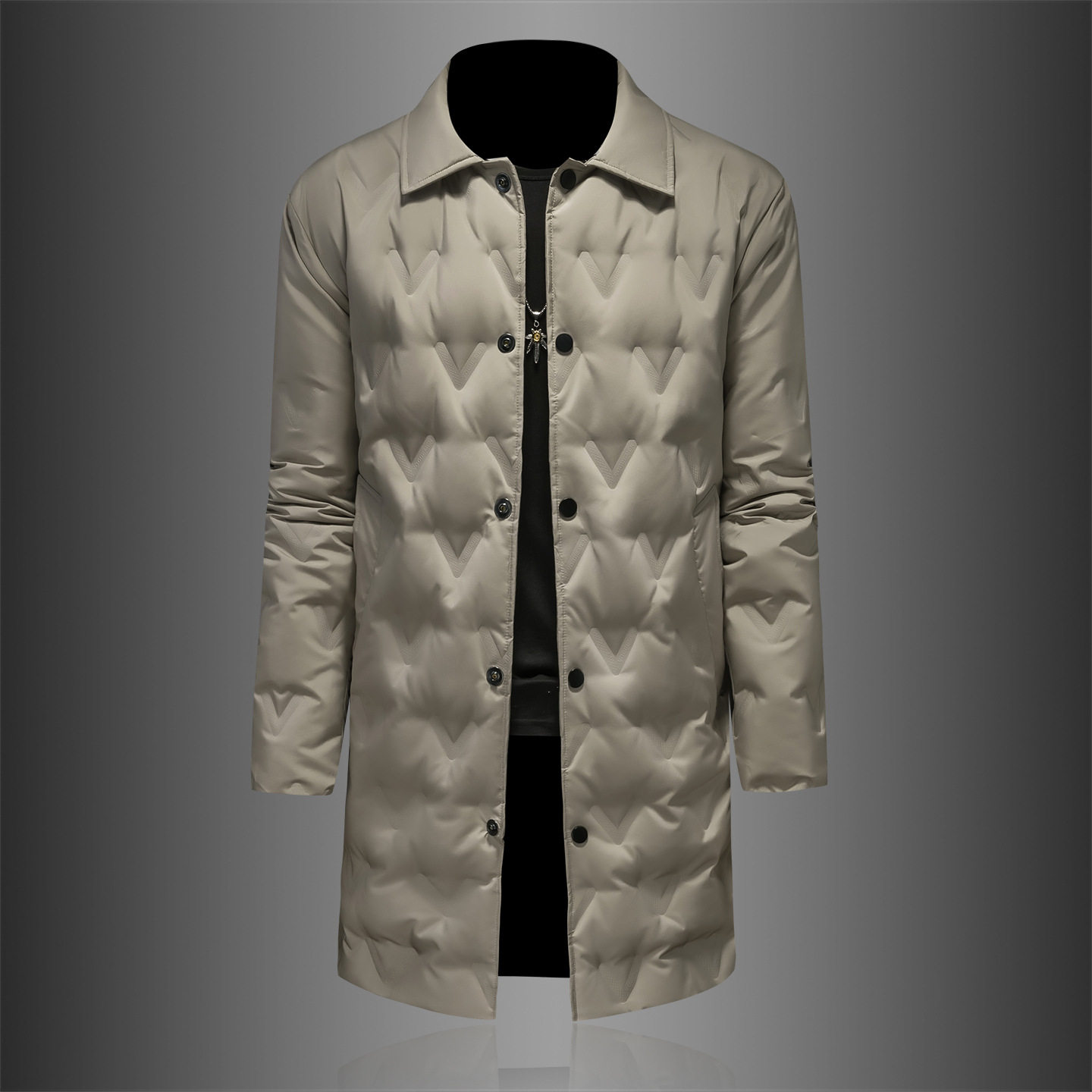 2025 Winter New Men's White Duck down Jacket Long Fashion Youth Casual down Warm Jacket Men