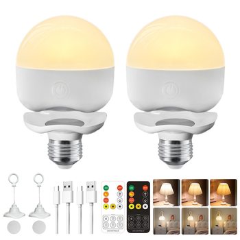2025 Cross-Border Magnetic Rechargeable Light Bulb E26 Magnetic Detachable Wireless Remote Control Three-Color Temperature Dimmable Night Light
