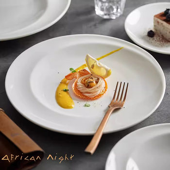 Yunhetang white Western plate Nordic steak plate French pasta plate salad plate hotel tableware style