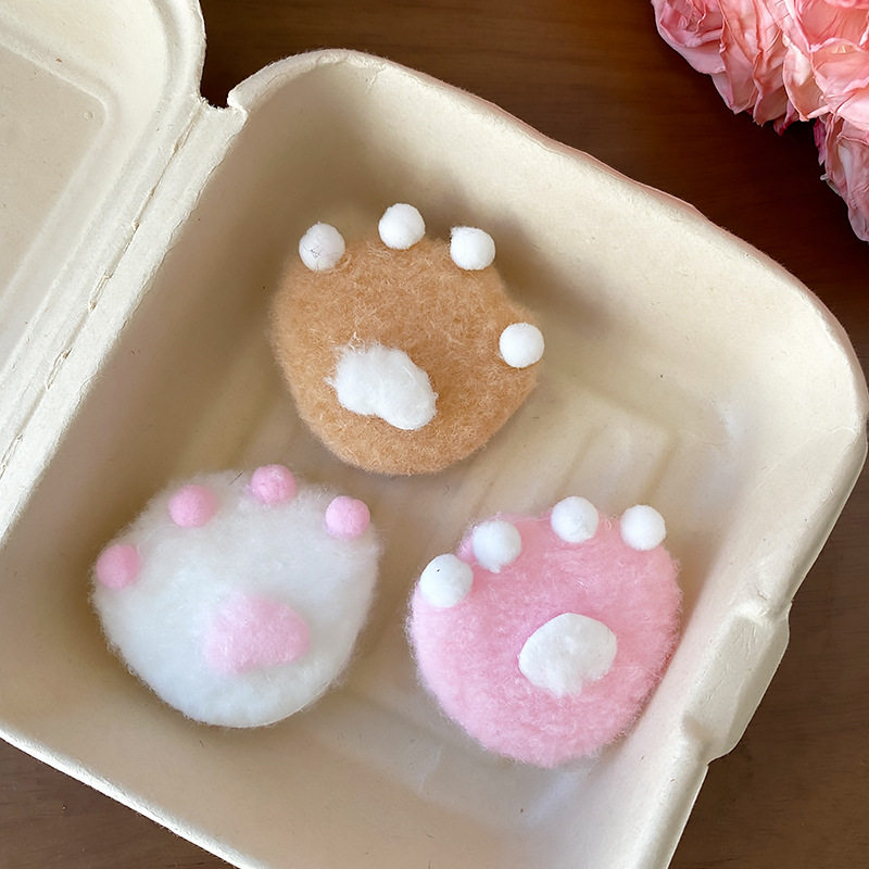 软萌粉嫩可爱猫抓发夹ins少女高颜值毛绒夹子刘海侧边夹发饰头饰