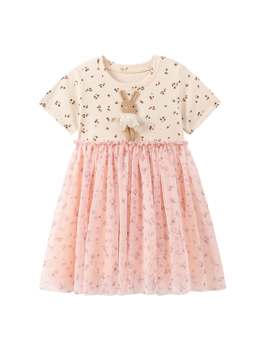 Robe fille mignon stylée, robe enfant maille été lapin 3D mignon