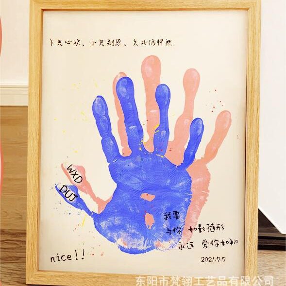 Handprint Photo Frame Wooden Handmade DIY Frame Decoration Kidsren Couple Double Specimen Picture Frame Table Factory Wholesale