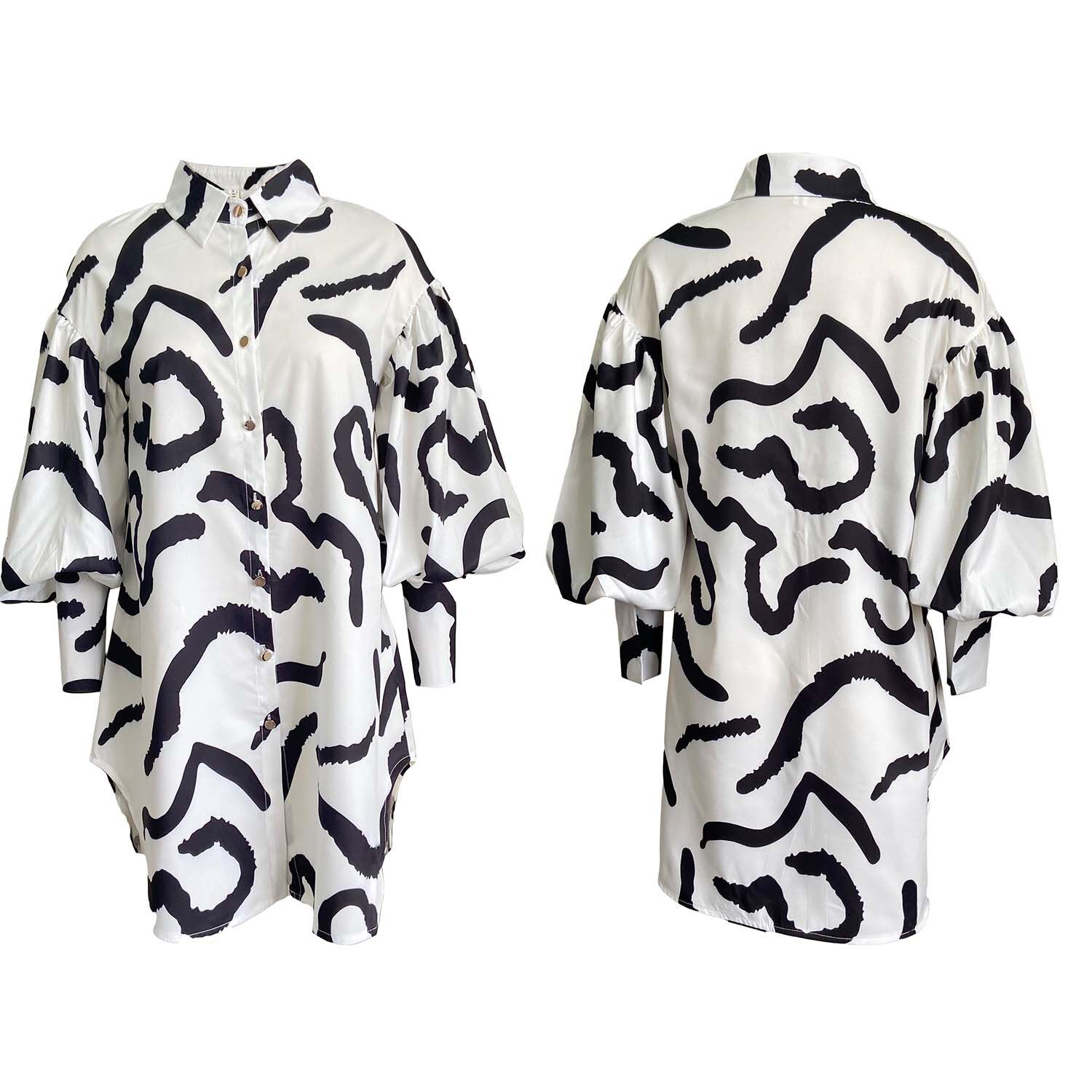 Loose Fit Floral Print Shirt Dress Plus Size Elegant Collar Comfortable Fabric Casual Office Wear Wholesale