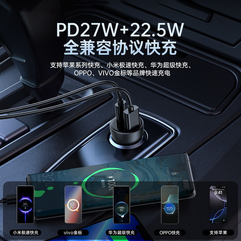 Zuzg Pd45W+Qc30W Car Charger Full Protocol Super Fast Charging Flash Charging Fully Compatible Car Charger