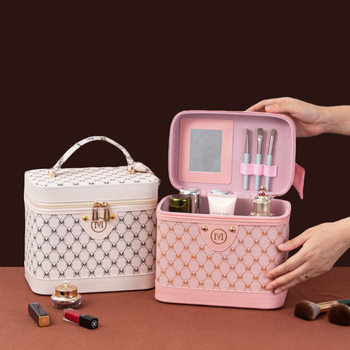 2024 new vintage large capacity cosmetic bag multi-functional cosmetic storage box portable waterproof suitcase box