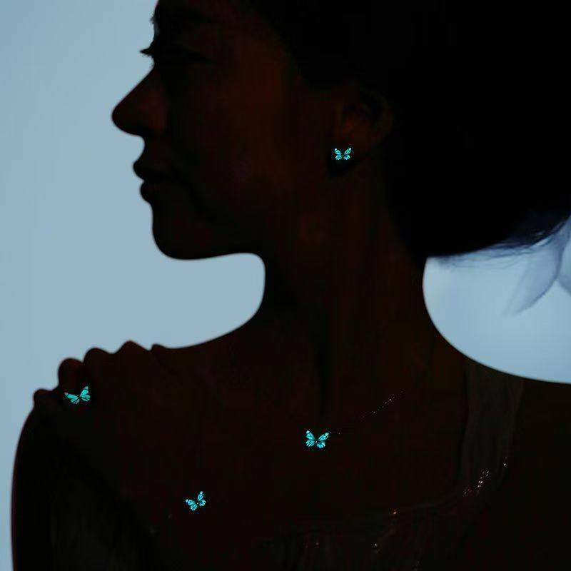 Fanjia White Copper with Logo Pendant Is 925 Silver Butterfly Light Necklace Accessible Luxury Smart Butterfly Forest Aurora Glow