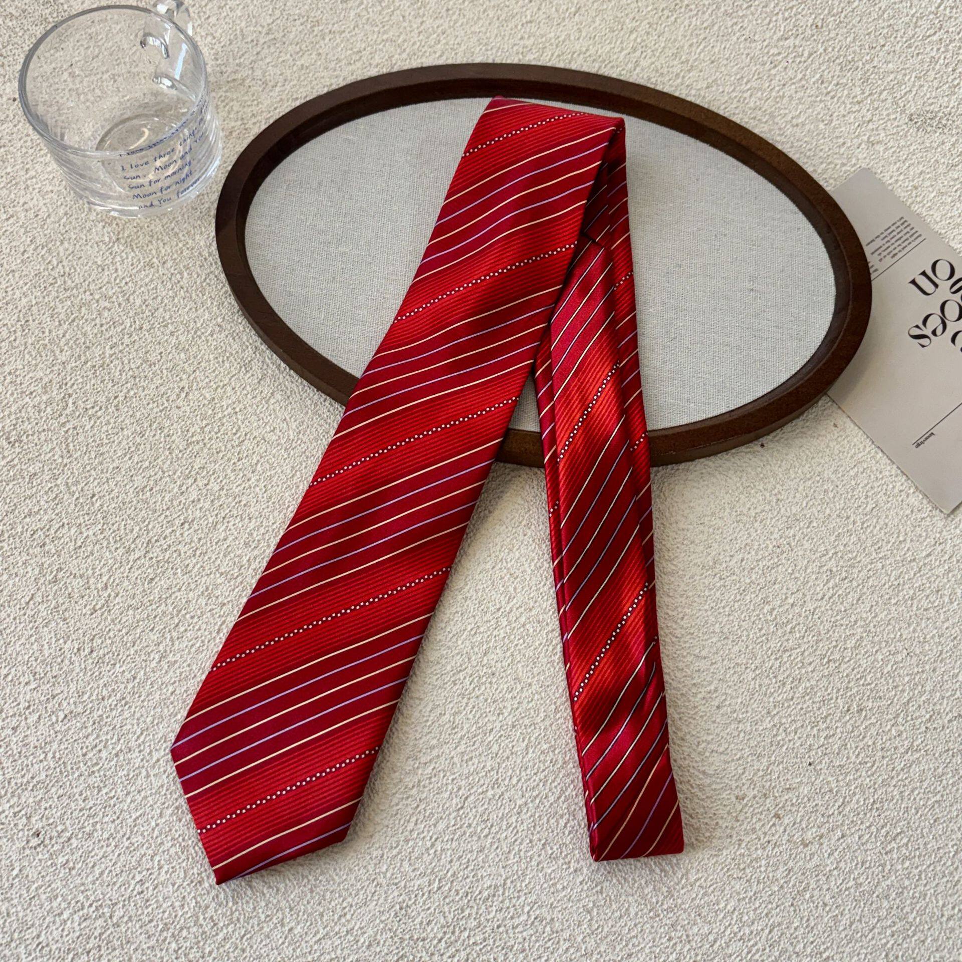 赤色の綾織りネクタイ - 約154cm