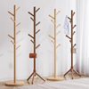 Solid Wood Clothes Rack, Floor-Standing Coat Rack, Bedroom Household Clothes Hanger, Simple Vertical Beech Wood Clothes Rod, Indoor Bag Rack