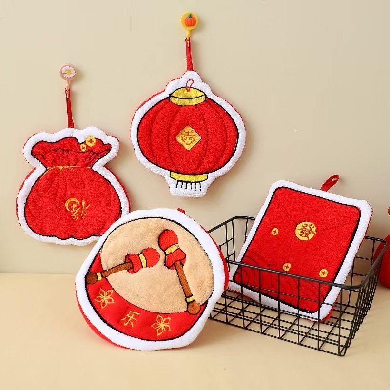 Coral Velvet Hand Towel, Hanging Cartoon Animal Hand Towel, Kitchen and Bathroom Absorbent Towel, Hand Wiping Cloth