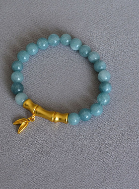 小众复古项链手链竹节海蓝真石女