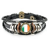 Cross-Border New Accessories European Country Flag Pattern Time Gemstone Leather Bracelet Retro Accessories