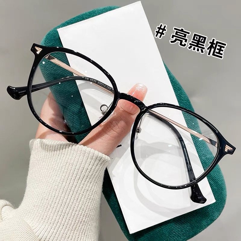 TR90 cold brown glasses women's myopia can be equipped with degrees Square round face plain beauty artifact face slimming small glasses frame