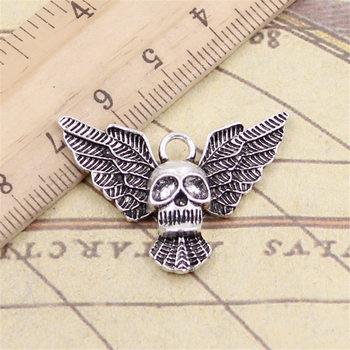 Ancient Silver Skull Bat DIY Accessories Pendant Charm Necklace Bracelet Pendant