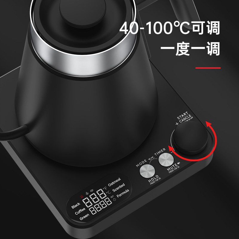 Gooseneck Cross-Border Precision Temperature Control Electric Kettle Gooseneck Kettle Hand-Brew Temperature Control Kettle 110V Water Boiling Kettle