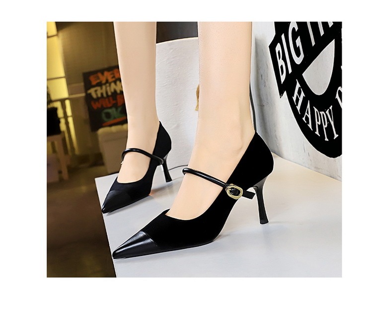 Giày cao gót nữ mũi nhọn nhung nhung phối quai ngang dự tiệc — 9116-1 Đen 10cm, 9116-1 lạc đà 10cm, 9116-1 Màu xanh hoàng gia 10cm, 9116-1 Rượu vang đỏ 10cm