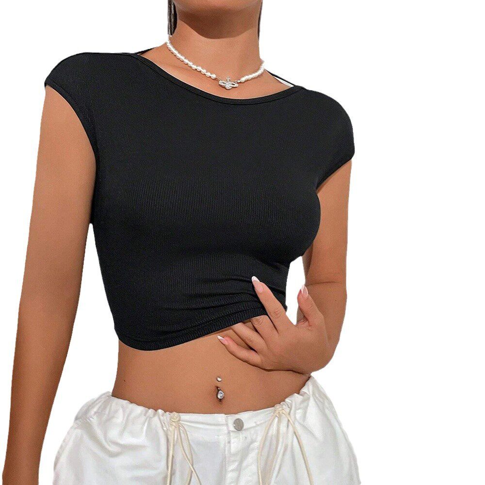 Womens Sexy Backless T Shirt Short Sleeve Sweet and Spicy Style Spring Summer Fashion Wholesale Available
