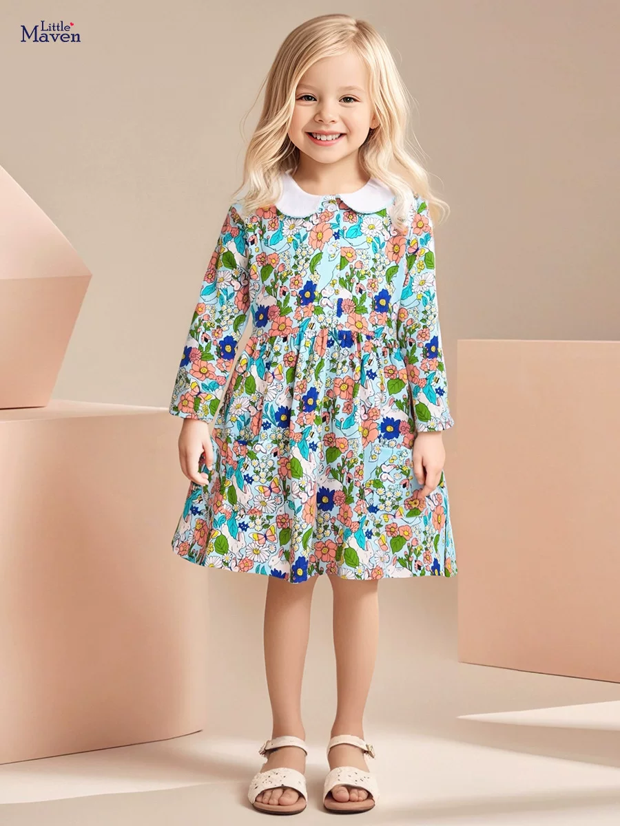 Girls' New Autumn Floral Dress from Kids' Wear Manufacturer, Cute Dress Wholesale