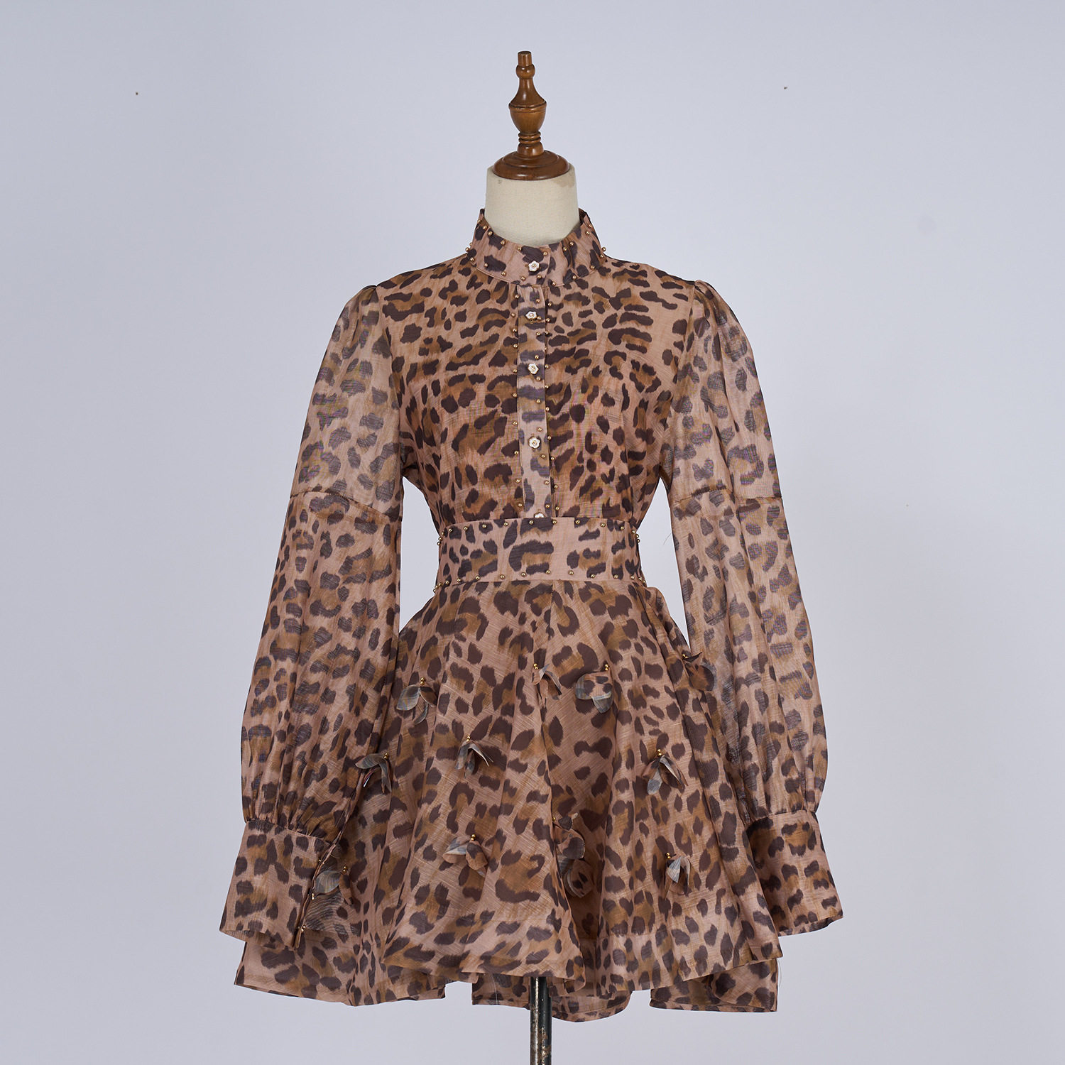 Vintage Floral Beaded Lantern Sleeve Top with A Line Mini Skirt Set Elegant Style for Parties and Events Wholesale