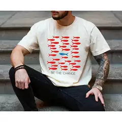 【Cross-Border European Size】Be the Change Shirt, Motivational Shirt