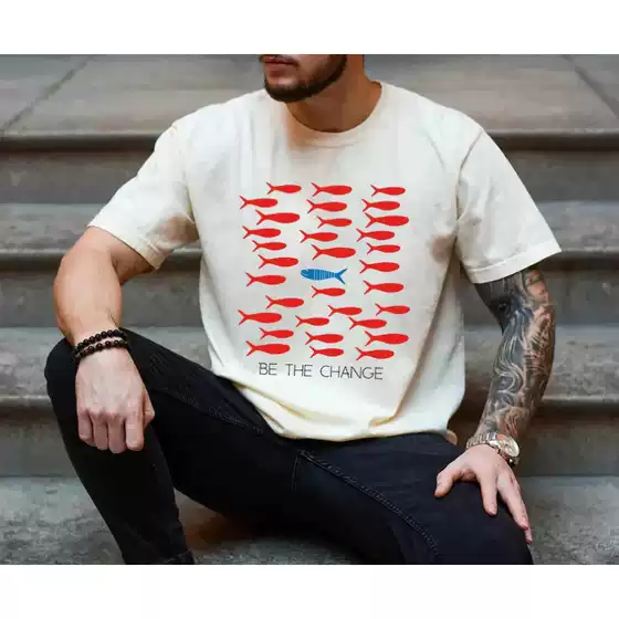 【Cross-Border European Size】Be the Change Shirt, Motivational Shirt
