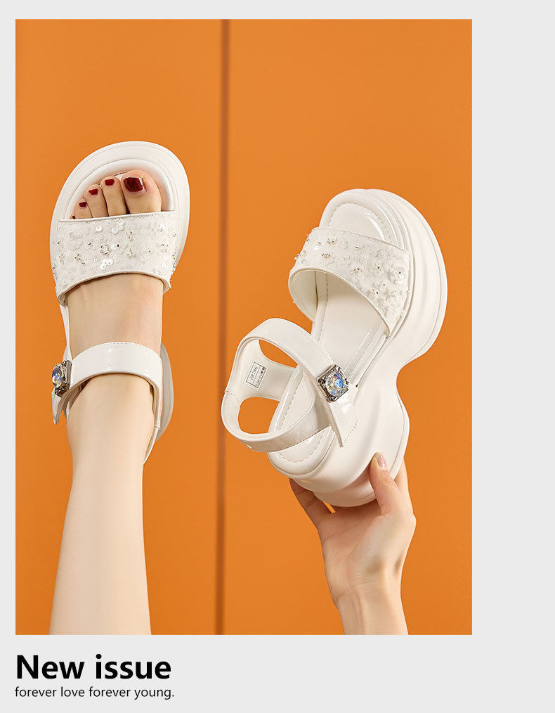 Dép sandal nữ quai chữ V đế TPU mềm mại — Trắng, Hồng, Đen chi tiết 13