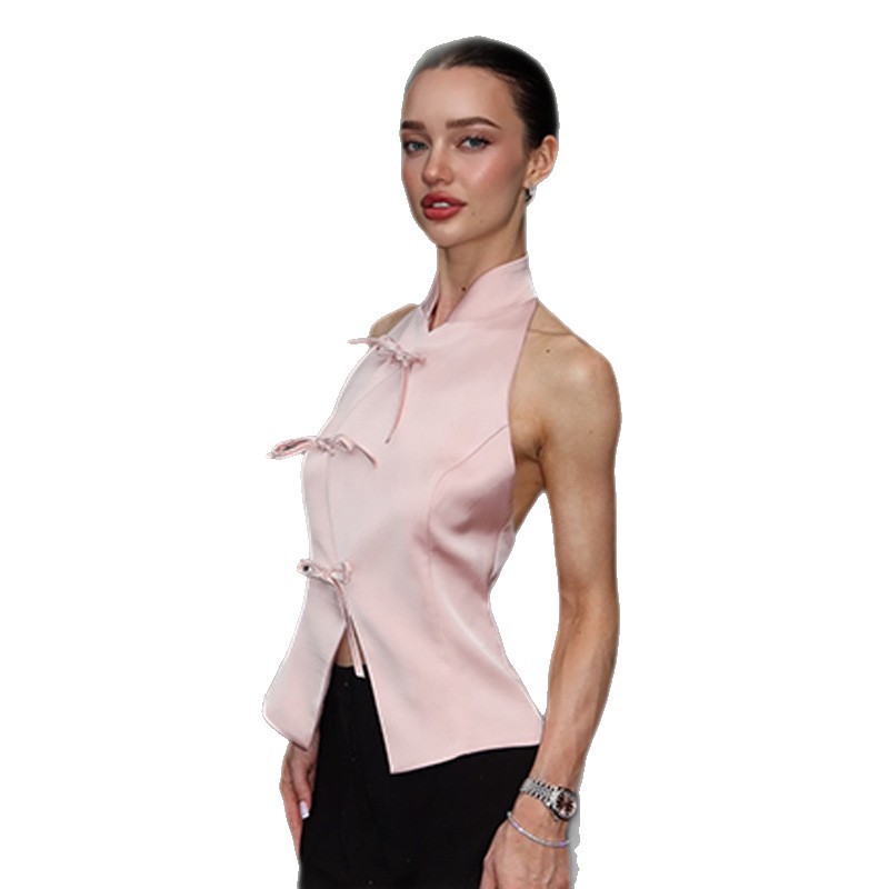 Summer Womens Sleeveless Halter Top Slim Fit Elegant Design Lightweight Fabric Casual Wear Wholesale Available
