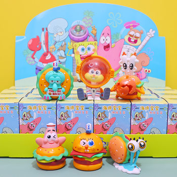 Spongebob Blind Box 6 Hamburg Series Patty Star Squidward Hand-held Trendy Play Car Desktop Decoration Gift