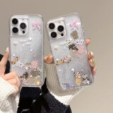 Подходит для Apple 17promax animal quicksand shell корпус мобильного телефона IPHONE16 ветрозащитный защитный чехол 15 защита от отпечатков пальцев