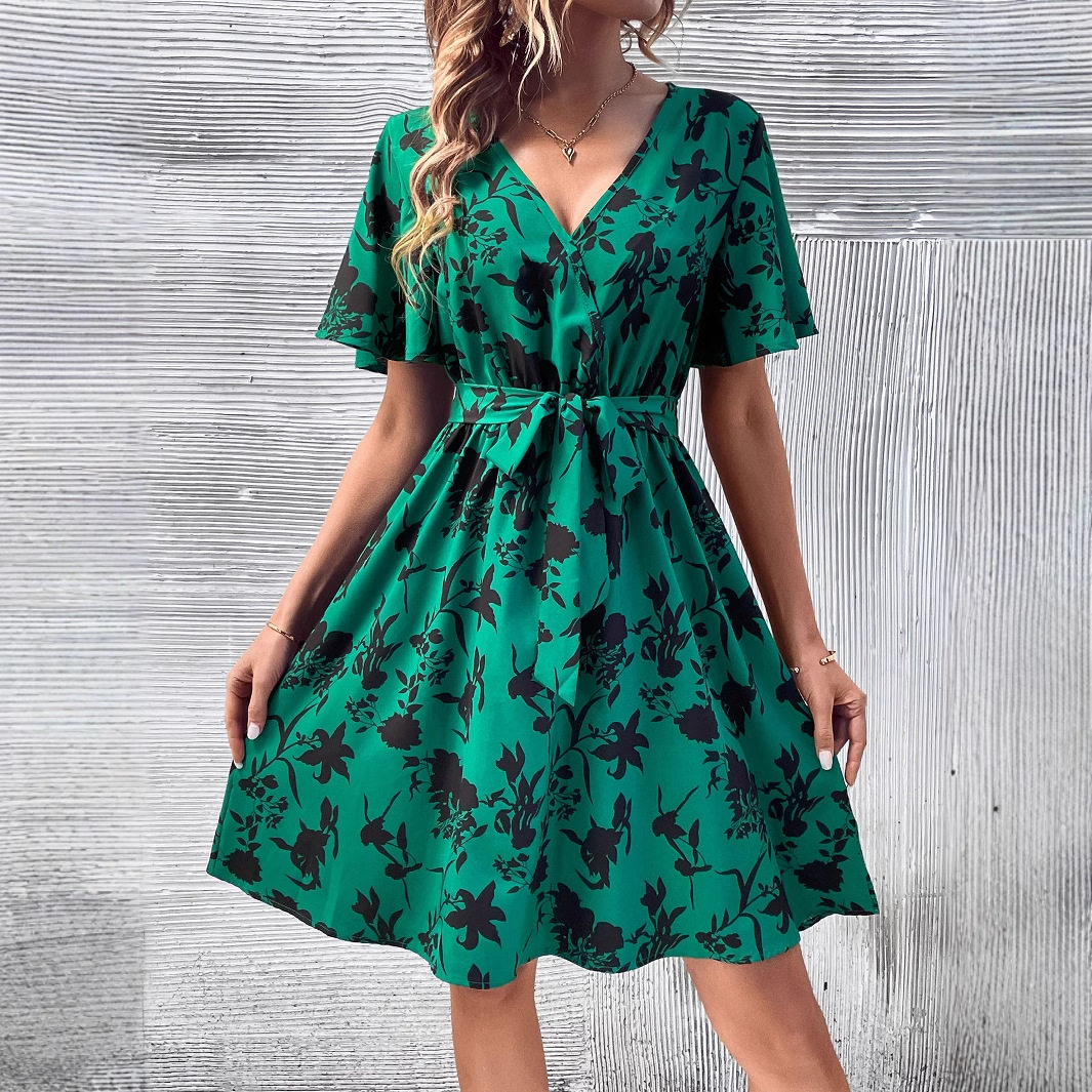 Fashionable Womens V Neck Dress Comfortable Fabric Elegant Style Suitable for Casual Occasions Wholesale Available