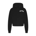 Black crew neck hooded sweatshirt