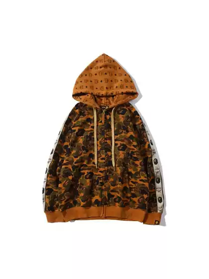 New Autumn and Winter Zip-Up Hooded Jacket, Unisex Sweatshirt, Desert Camouflage Shark Collaboration Style, Couple's Loose-Fitting Outfit