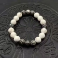 White turquoise 8 silver beads
